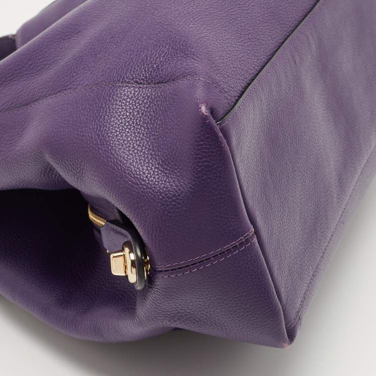 Pre Owned Coach Purple Leather Edie Shoulder Bag