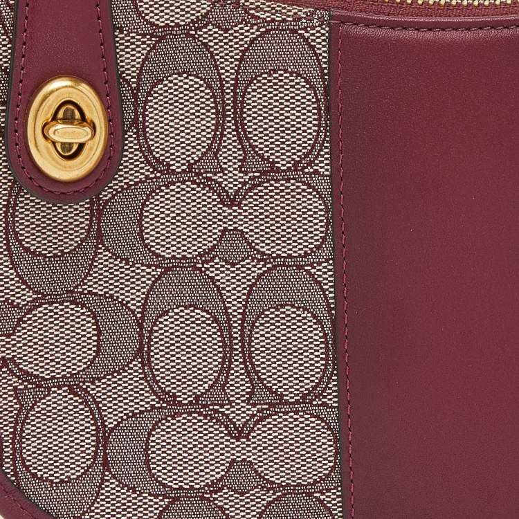 Pre Owned Coach Burgundy Signature Canvas and Leather Swinger 20 Shoulder Bag