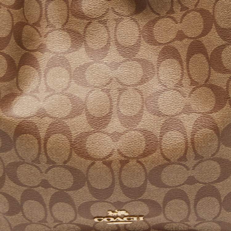 Pre Owned Coach Brown Signature Coated Canvas Hallie Shoulder Bag