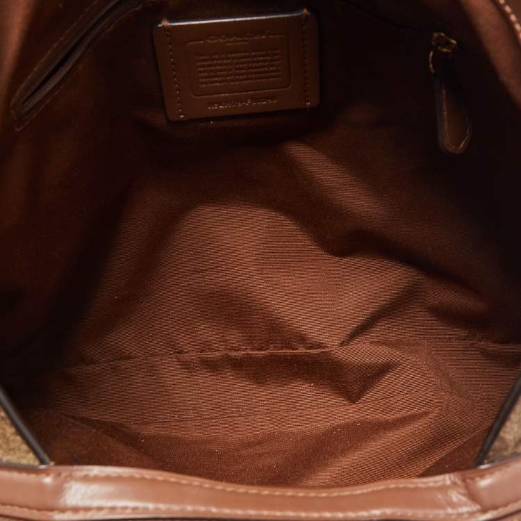 Pre Owned Coach Brown Signature Coated Canvas Hallie Shoulder Bag