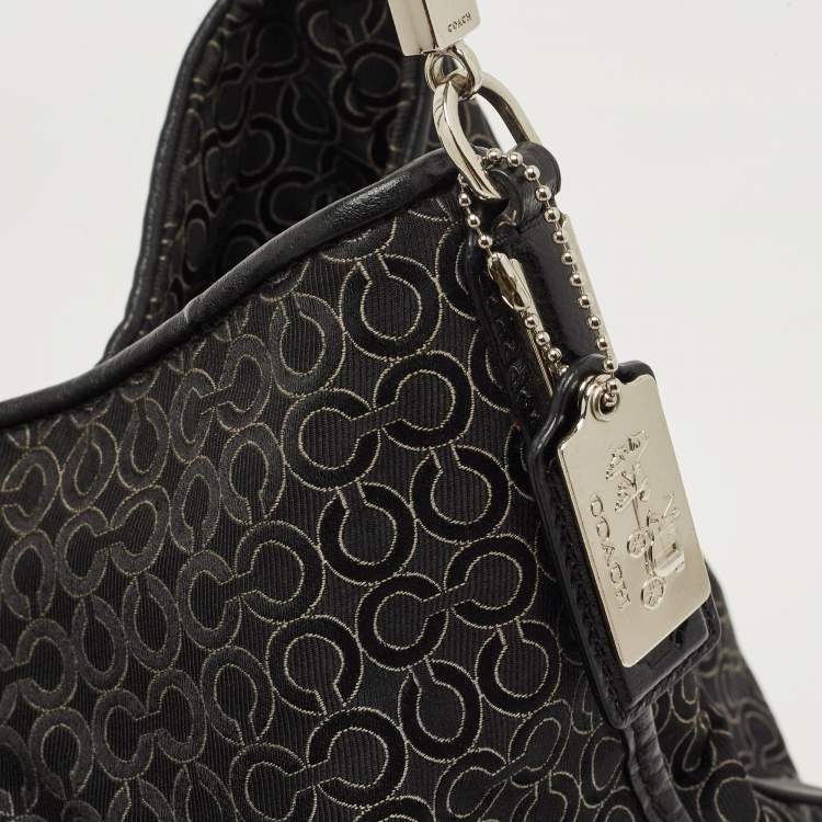 Pre Owned Coach Black Signature Canvas and Leather Madison Phoebe Shoulder Bag