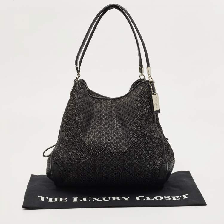 Pre Owned Coach Black Signature Canvas and Leather Madison Phoebe Shoulder Bag