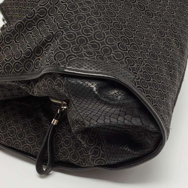 Pre Owned Coach Black Signature Canvas and Leather Madison Phoebe Shoulder Bag