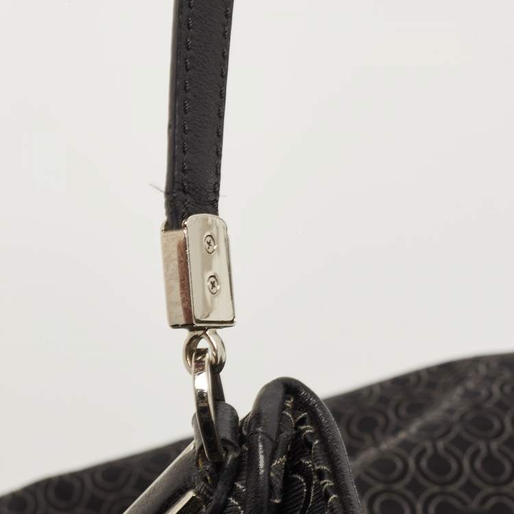 Pre Owned Coach Black Signature Canvas and Leather Madison Phoebe Shoulder Bag