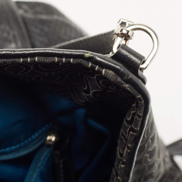 Pre Owned Coach Black Signature Canvas and Leather Madison Phoebe Shoulder Bag
