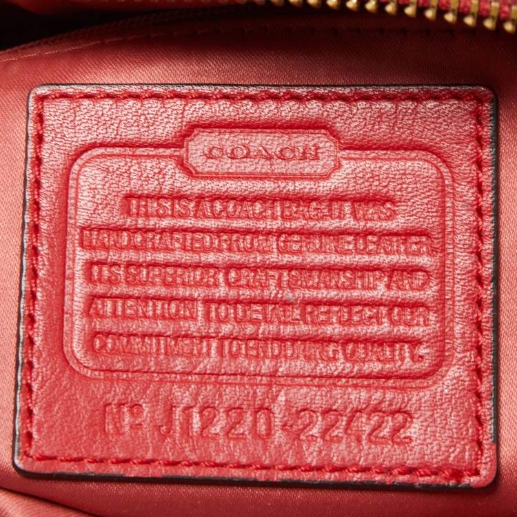 Pre Owned Coach Red Leather Front Zip Tote