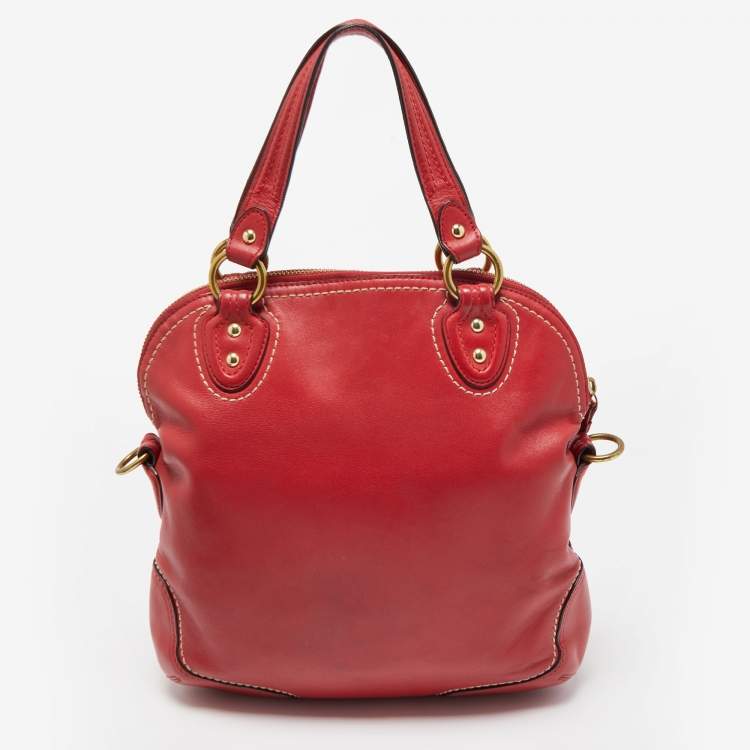 Pre Owned Coach Red Leather Front Zip Tote