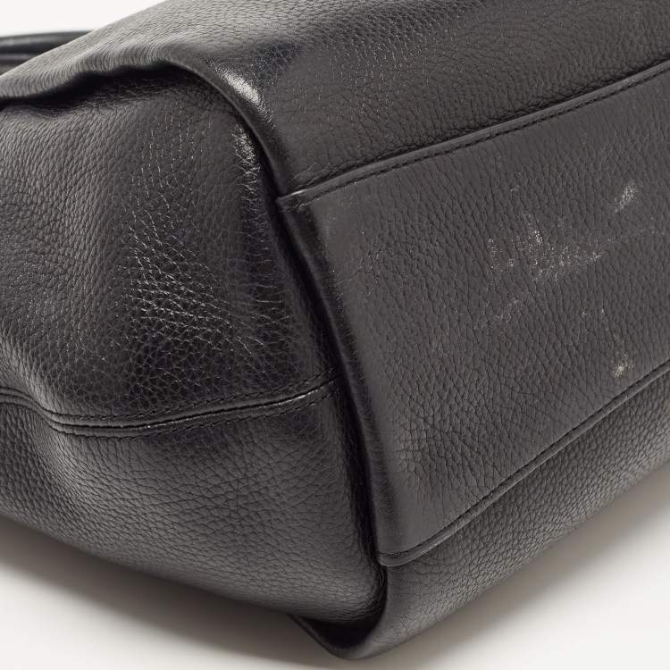 Pre Owned  Coach Black Leather Elise Zip Satchel 