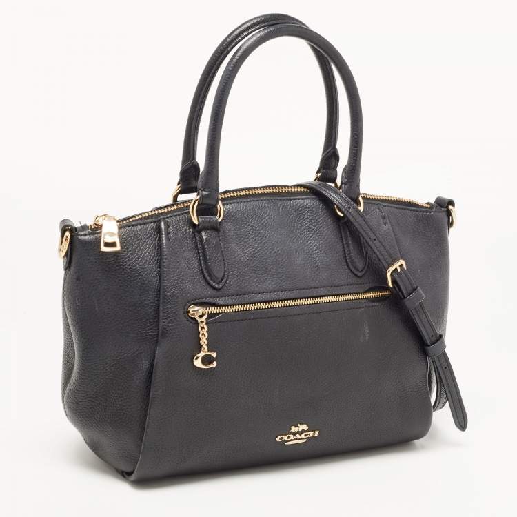 Pre Owned  Coach Black Leather Elise Zip Satchel 