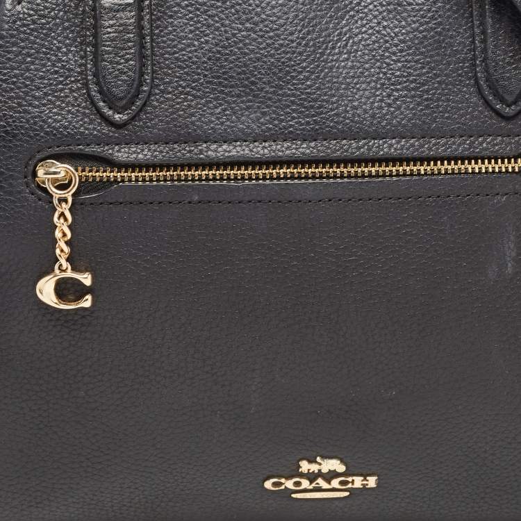 Pre Owned  Coach Black Leather Elise Zip Satchel 