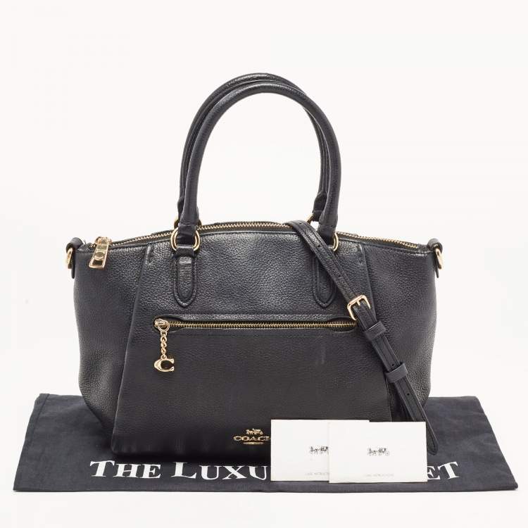 Pre Owned  Coach Black Leather Elise Zip Satchel 
