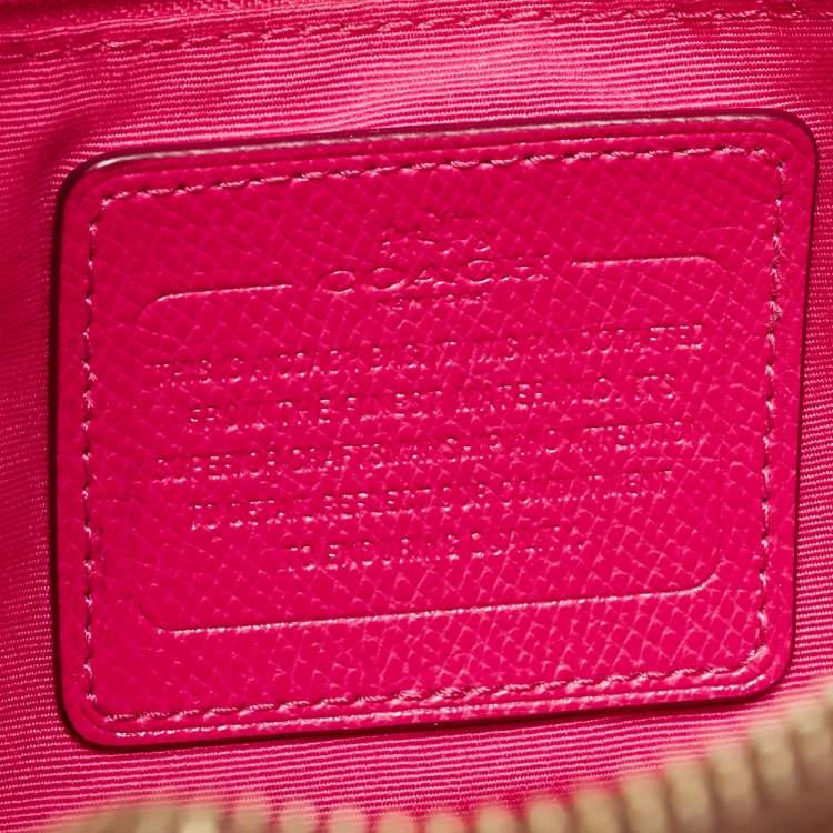 Pre Owned Coach Beige/Pink Signature Coated Canvas and Leather Mini Bennett Satchel