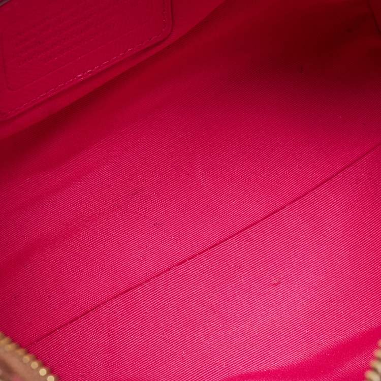 Pre Owned Coach Beige/Pink Signature Coated Canvas and Leather Mini Bennett Satchel