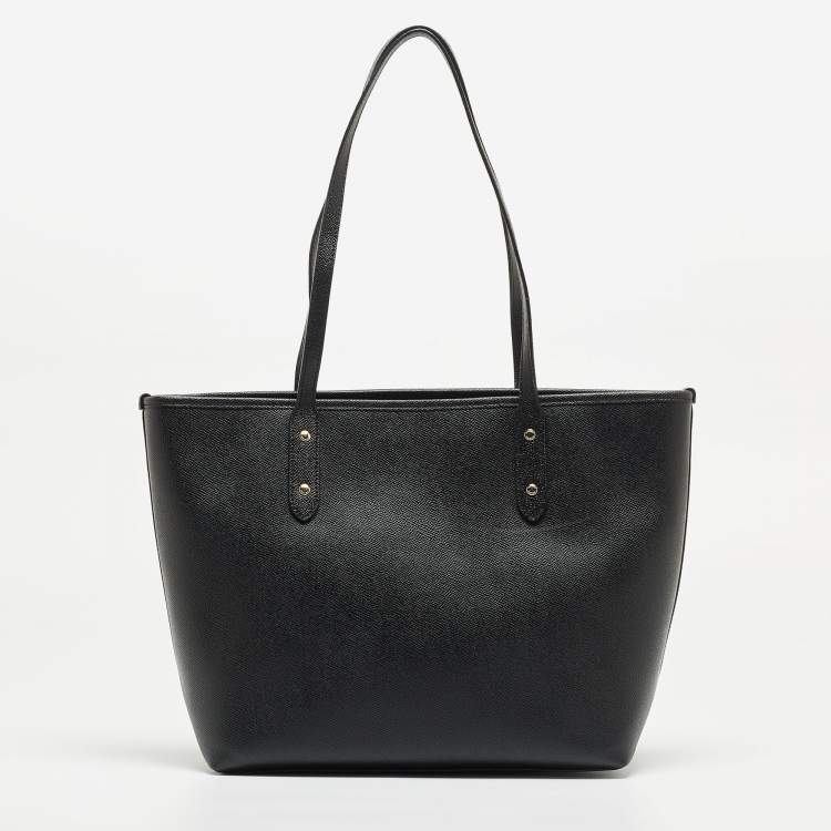 Pre Owned Coach Black Leather City Top Zip Tote