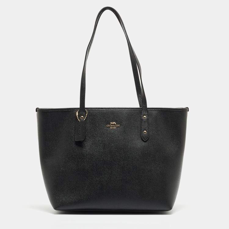 Coach neverfull black leather with zip, Women's Fashion, Bags