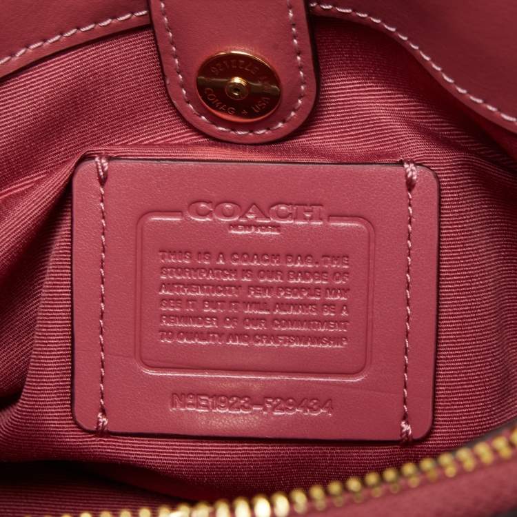 Pre Owned Coach Beige/Pink Signature Coated Canvas and Leather Mini Sage Carryall Satchel