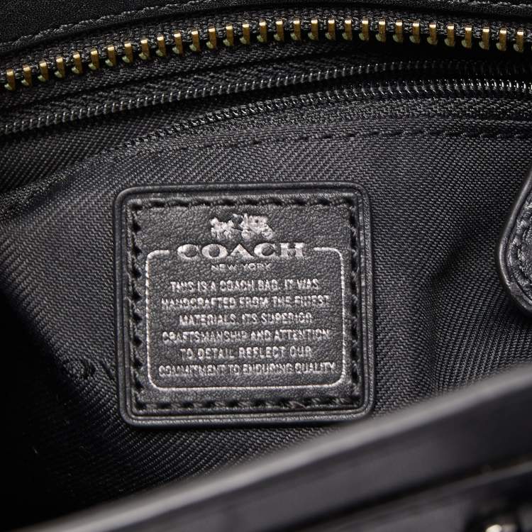 Pre Owned Coach Black Leather Butterfly Embellished Swagger 20 Carryall Top Handle Bag