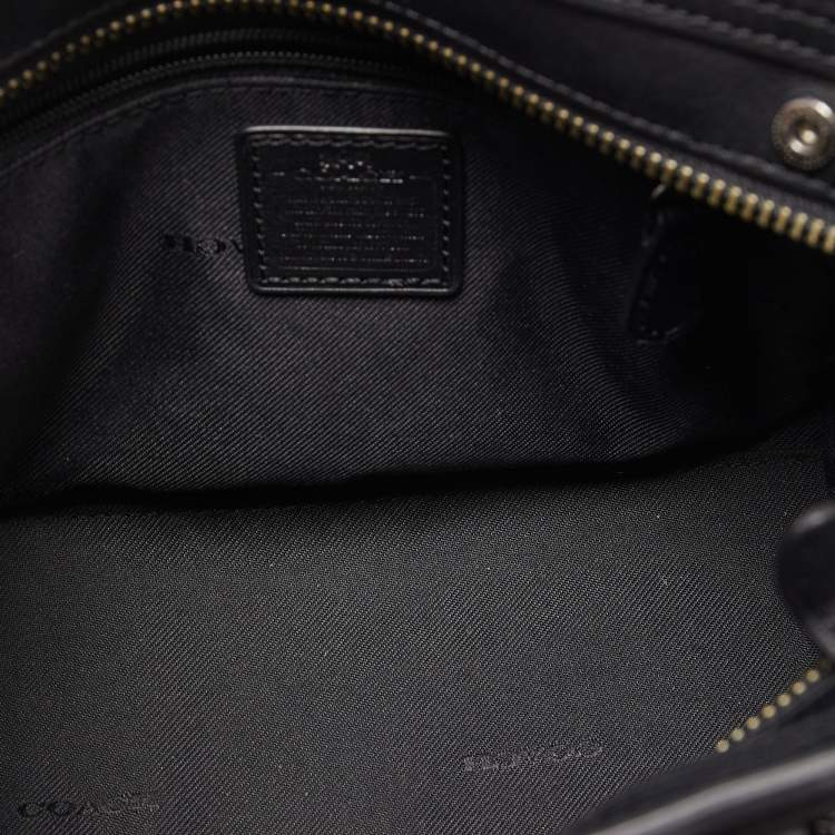 Pre Owned Coach Black Leather Butterfly Embellished Swagger 20 Carryall Top Handle Bag