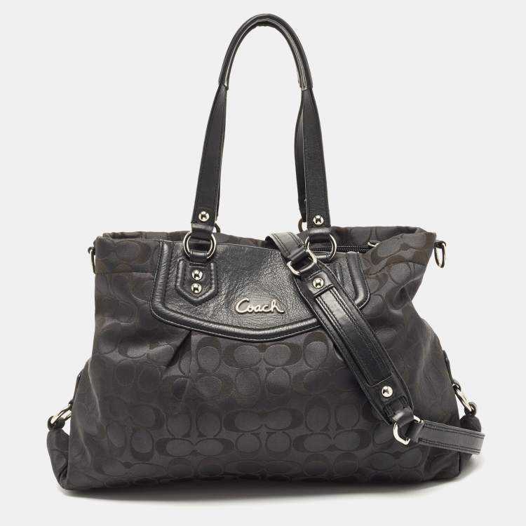 Coach Mollie Tote 25 Bag Purse In Khaki/Black Signature Canvas/Leather  C4250 | eBay