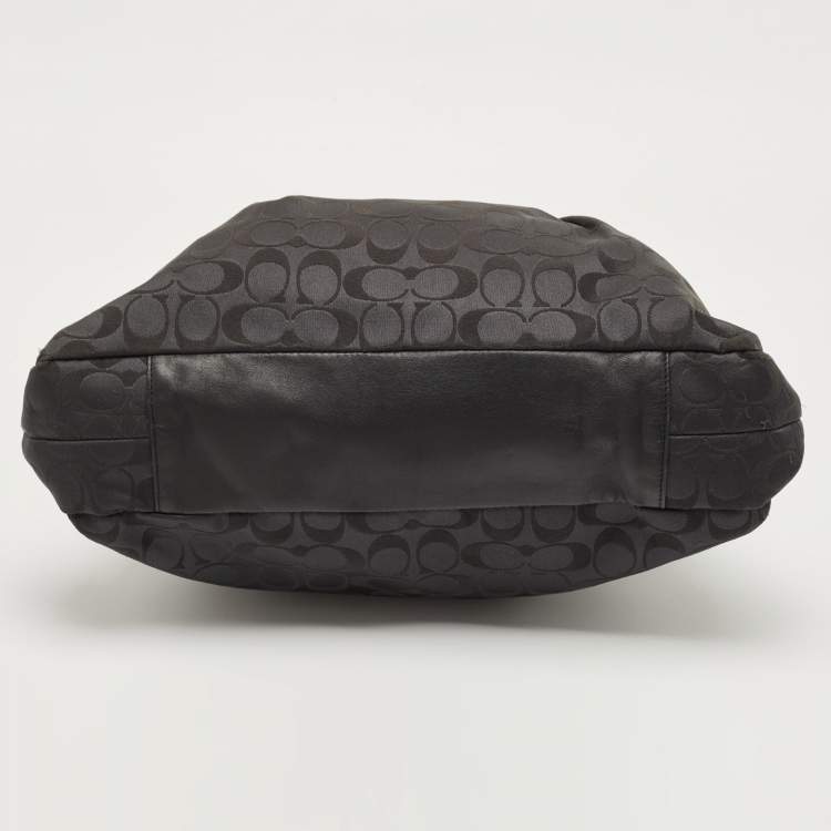 Pre Owned Coach Black Signature Fabric and Leather Ashley Shoulder Bag