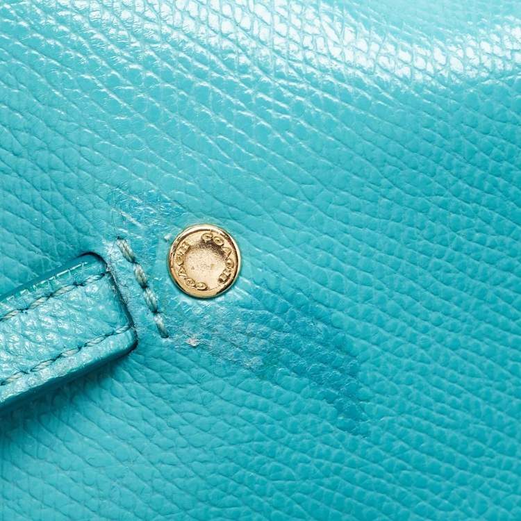 Pre Owned Coach Turquoise Blue Leather Street Zip Tote