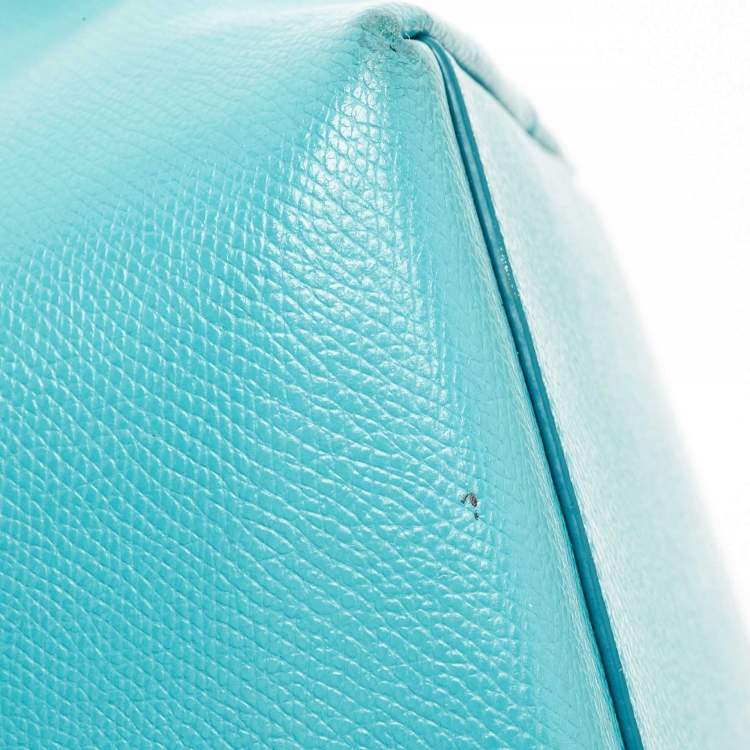Pre Owned Coach Turquoise Blue Leather Street Zip Tote