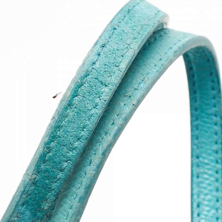 Pre Owned Coach Turquoise Blue Leather Street Zip Tote