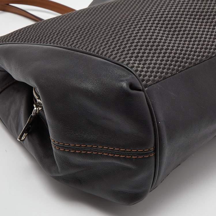Pre Owned Coach Brown Jacquard Canvas and Leather Legacy Lexy Shoulder Bag