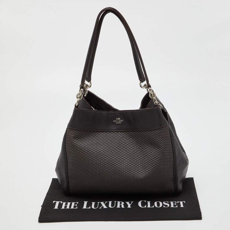 Pre Owned Coach Brown Jacquard Canvas and Leather Legacy Lexy Shoulder Bag