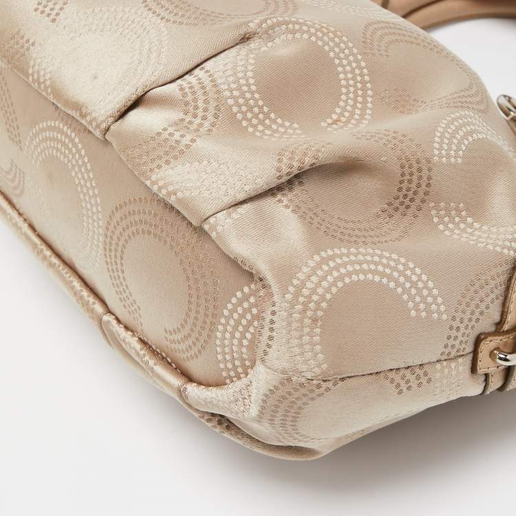 Pre Owned Coach Gold Signature Fabric and Leather Sophia Satchel