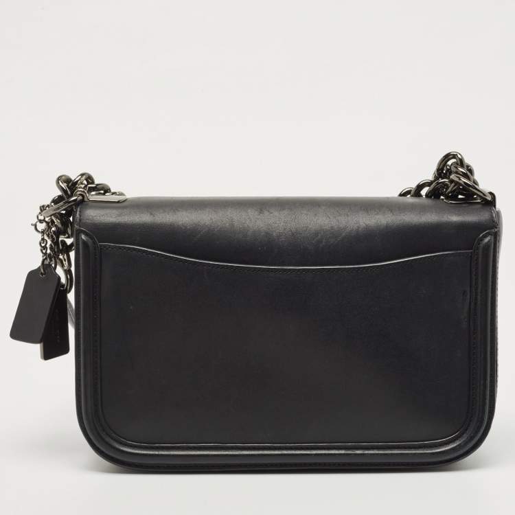 Pre Owned Coach Black Leather Swagger Flap Crossbody Bag