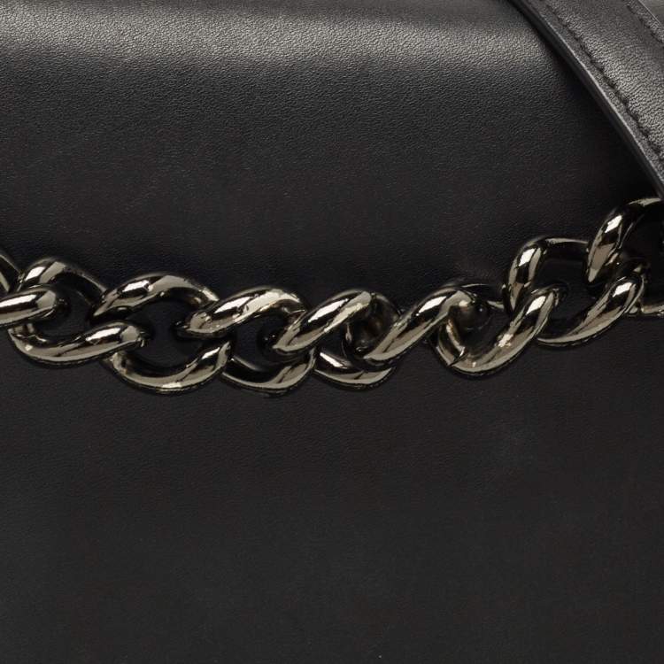 Pre Owned Coach Black Leather Swagger Flap Crossbody Bag
