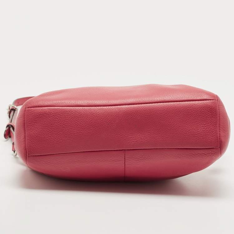 Pre Owned Coach Pink Leather Zip Crossbody Bag