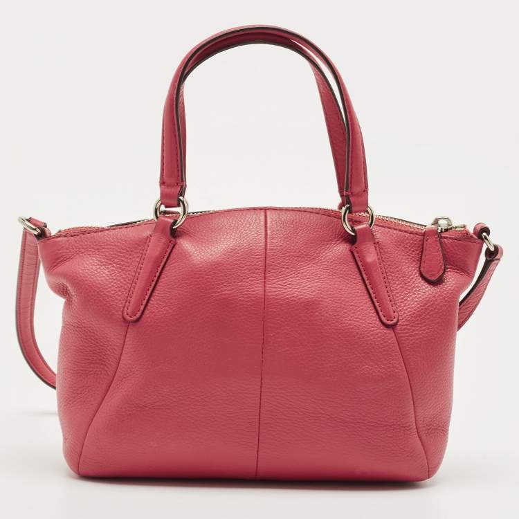 Pre Owned Coach Pink Leather Zip Crossbody Bag