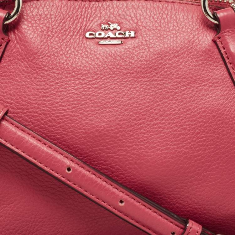 Pre Owned Coach Pink Leather Zip Crossbody Bag
