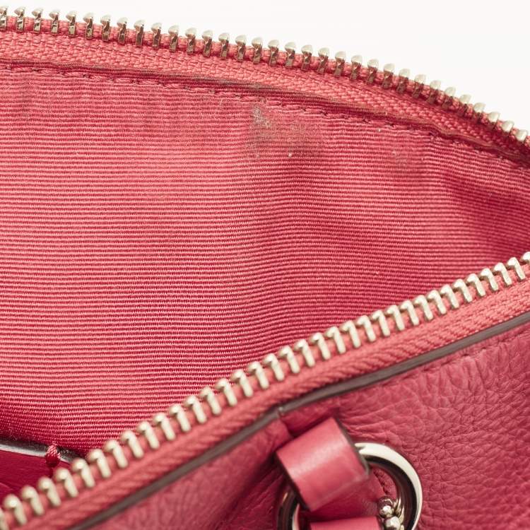 Pre Owned Coach Pink Leather Zip Crossbody Bag
