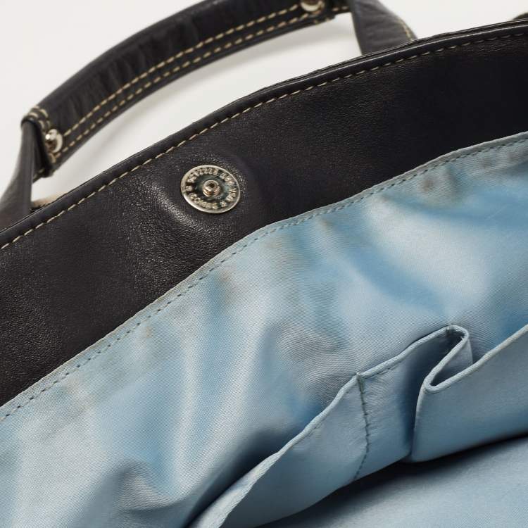 Pre Owned Coach Black/Grey Signature Canvas and Leather Penelope Carryall Tote