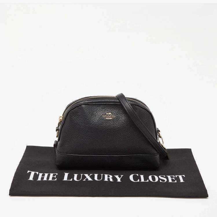 Pre Owned Coach Black Leather Dome Crossbody Bag
