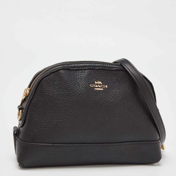 Pre Owned Coach Black Leather Dome Crossbody Bag