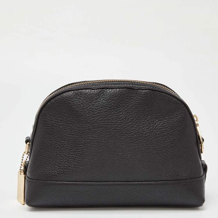 Pre Owned Coach Black Leather Dome Crossbody Bag
