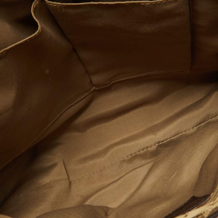 مملوكة مسبقًا Coach Beige/Gold Signature Canvas and Leather Satchel