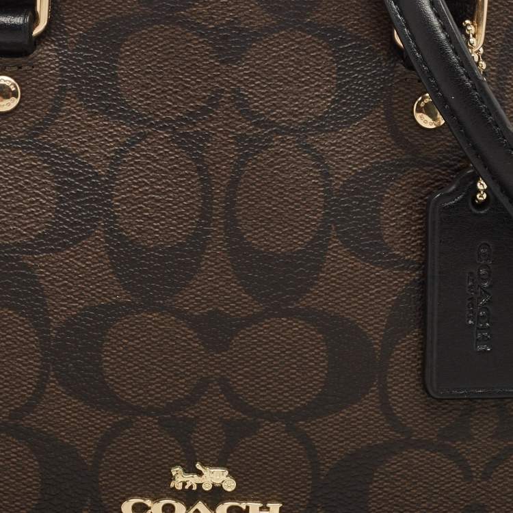 Pre Owned Coach Brown/Black Signature Coated Canvas and Leather Mini Sierra Satchel