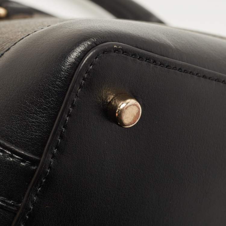 Pre Owned Coach Brown/Black Signature Coated Canvas and Leather Mini Sierra Satchel