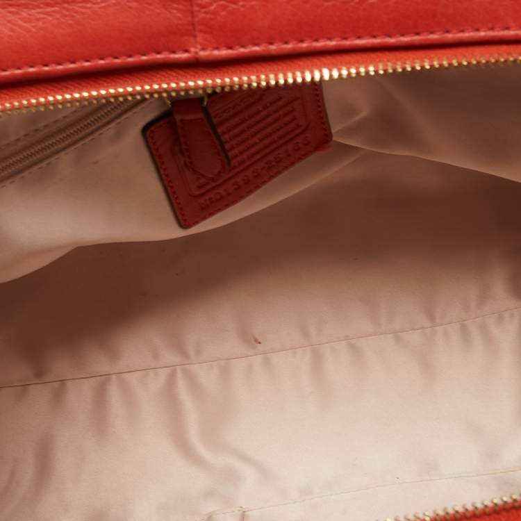 Pre Owned Coach Brick Orange Leather Madison Madeline East West Bag