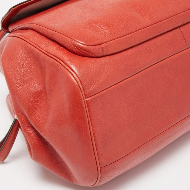 Pre Owned Coach Brick Orange Leather Madison Madeline East West Bag
