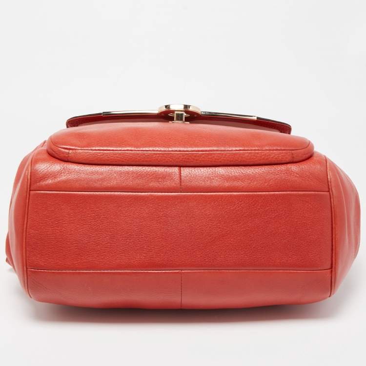 Pre Owned Coach Brick Orange Leather Madison Madeline East West Bag