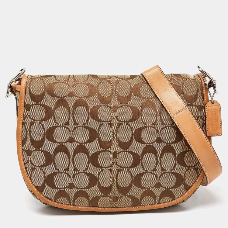 Coach Brown/Beige Signature Canvas, Suede and Leather Crossbody Bag Coach |  The Luxury Closet