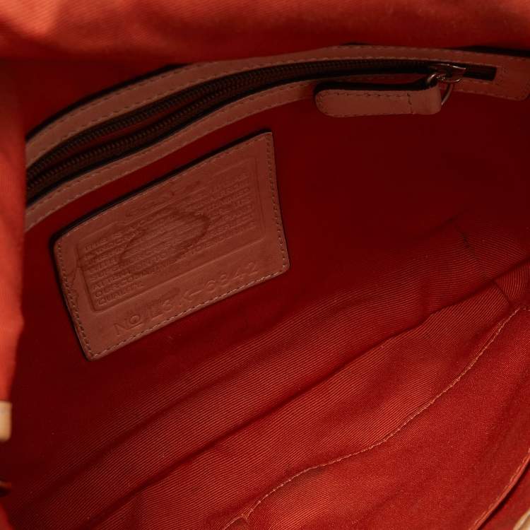 Pre Owned Coach Beige Signature Canvas and Leather Flap Crossbody Bag