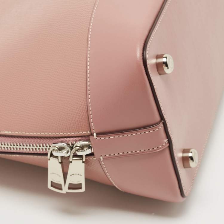 Pre Owned Coach Pink Coated Canvas and Leather Sierra Satchel