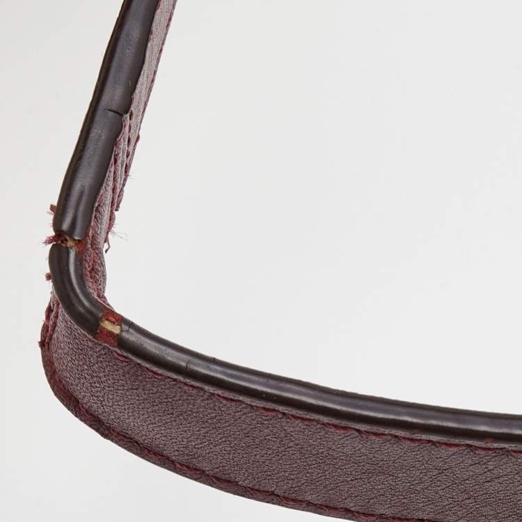 Pre Owned Coach Burgundy Signature Satin and Leather Chain Detail Hobo